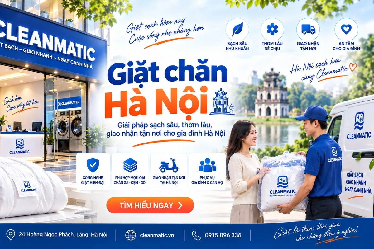 quy trình giặt chăn Hà Nội tại Cleanmatic