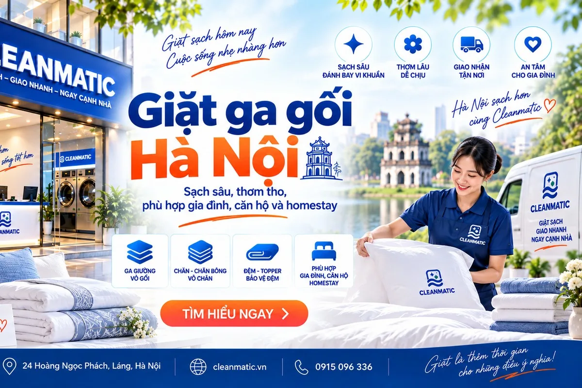 quy trình giặt ga gối Hà Nội sạch và gọn